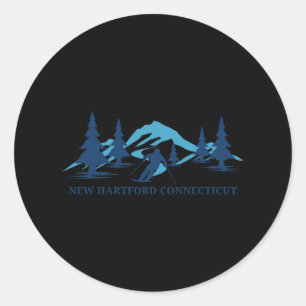 Pegatina Redonda Nueva estación de esquí de Hartford Connecticut
