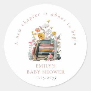 Pegatina Redonda Nueva Etapa Floral Baby Shower