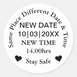 Pegatina Redonda Nueva fecha de Boda simple