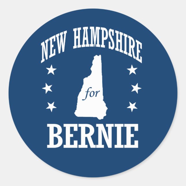 PEGATINA REDONDA NUEVA HAMPSHIRE PARA BERNIE SANDERS (Anverso)