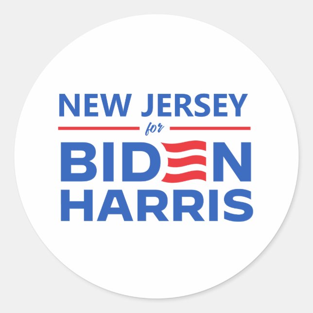 Pegatina Redonda Nueva Jersey para Biden Harris (Anverso)