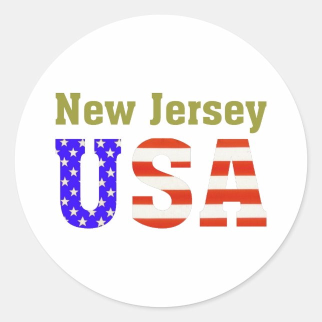 Pegatina Redonda ¡Nueva Jersey USA! (Anverso)