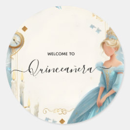 Pegatina Redonda Nueva Lámpara Ice de Marfil Cielo de Oro Luz Azul 