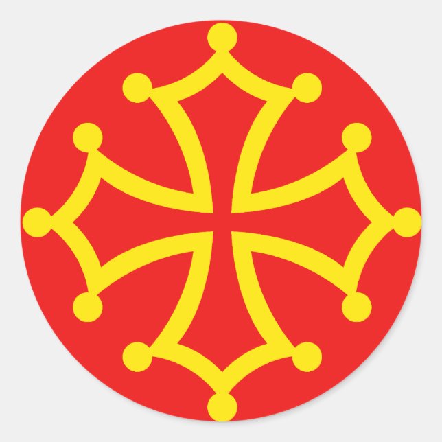 Pegatina Redonda Nueva Occitania, bandera de Francia (Anverso)