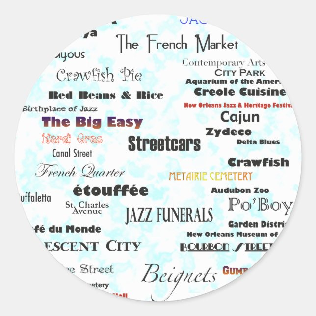 Pegatina Redonda Nueva Orleans (Anverso)