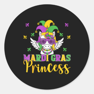 Pegatina Redonda Nueva Orleans Chica Unicornio Linda Princesa de Ma