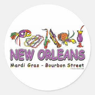 Pegatina Redonda Nueva Orleans-Fun-