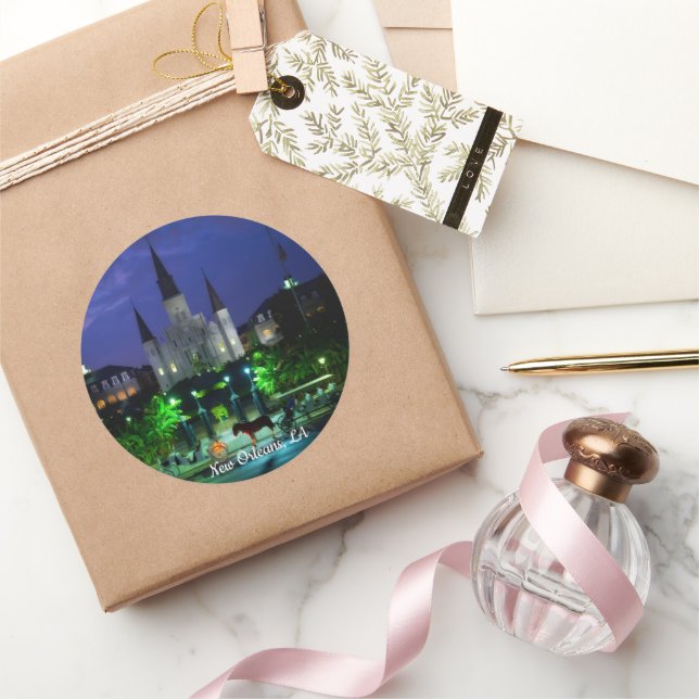 Pegatina Redonda Nueva Orleans, Luisiana (Regalar)