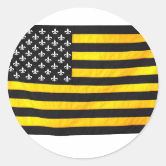 Pegatina Redonda Nueva Orleans NOLA Bandera de Estados Unidos Negra