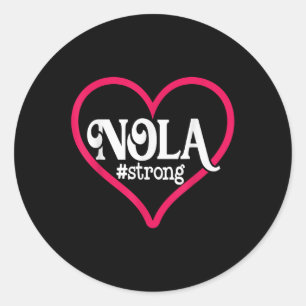 Pegatina Redonda Nueva Orleans Nola Strong Heart Tee New Orleans