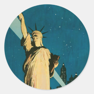 Pegatina Redonda Nueva York Ciudad del Mundo Maravilla