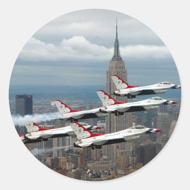 Pegatina Redonda Nueva York del F-16 (Anverso)
