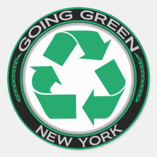 Pegatina Redonda Nueva York en reciclaje verde