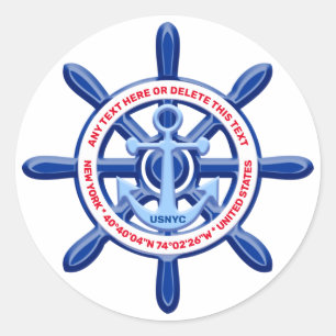 Pegatina Redonda Nueva York, Estados Unidos, Personalizable, viajes