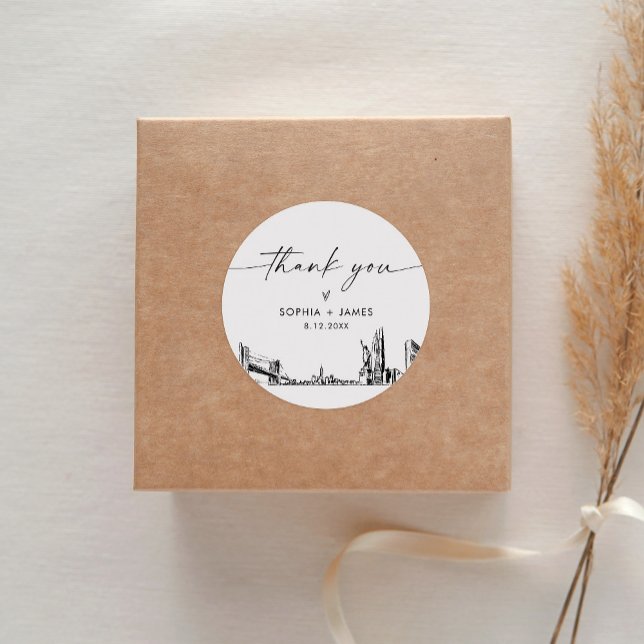 Pegatina Redonda Nueva York Gracias por 3" (hoja de 6) (Subido por el creador)