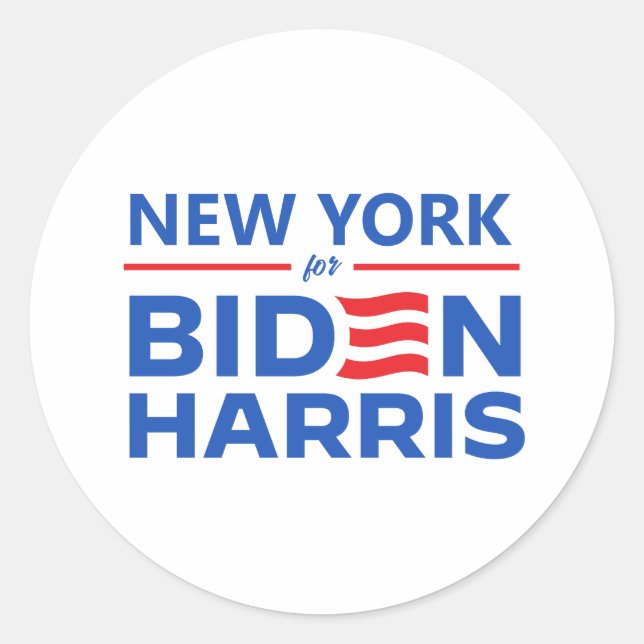 Pegatina Redonda Nueva York para Biden Harris (Anverso)