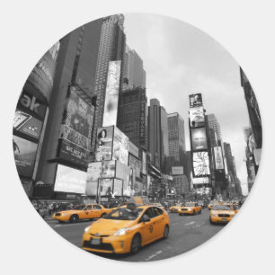 Pegatina Redonda Nueva York - Times Square - Estados Unidos
