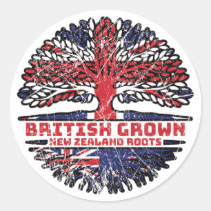 Pegatina Redonda Nueva Zelanda Reino Unido Ríos del Árbol Británico