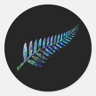 PEGATINA REDONDA NUEVA ZELANDIA KIWI FERN SIMPLE PAUA