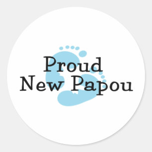 Pegatina Redonda Nuevas huellas orgullosas del bebé de Papou