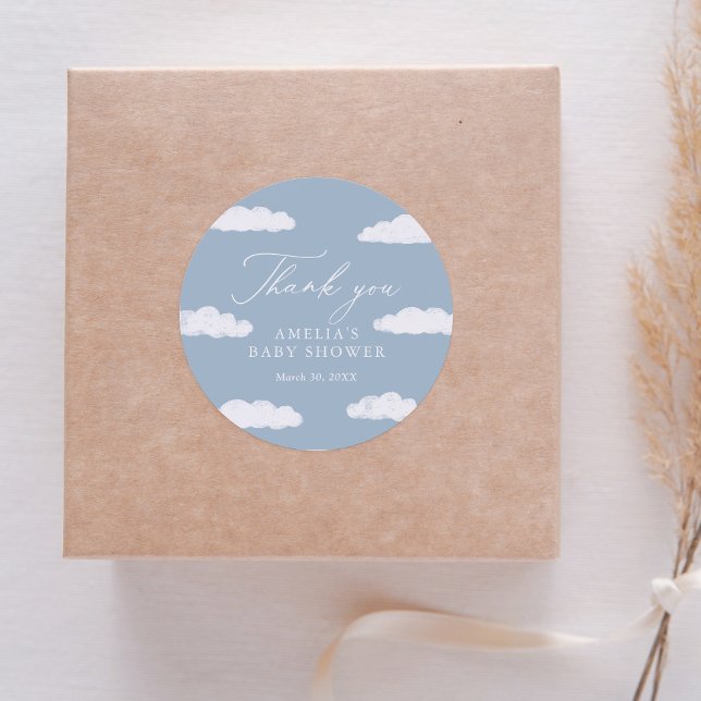 Pegatina Redonda Nueve Baby Shower de Blue Cloud (Subido por el creador)