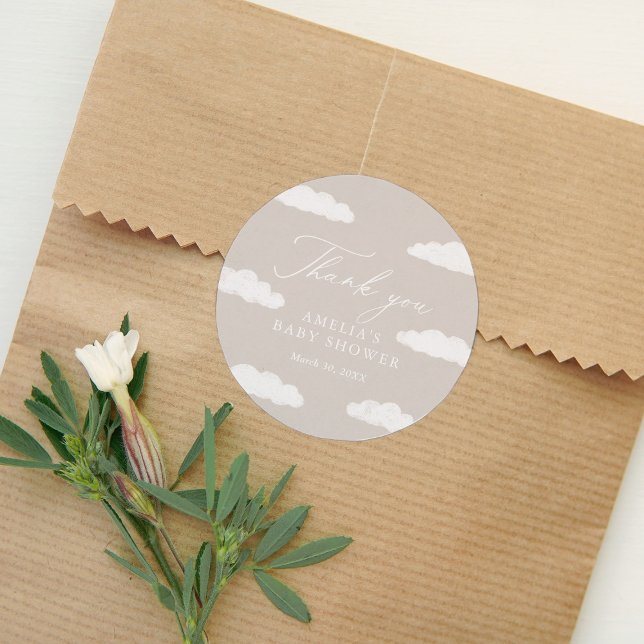 Pegatina Redonda Nueve Baby Shower Neutral Cloud (Subido por el creador)