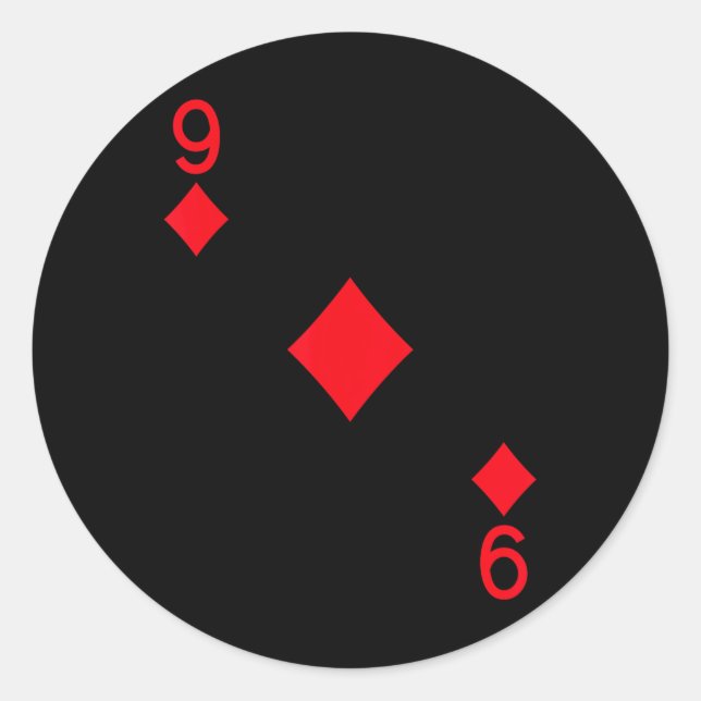 Pegatina Redonda Nueve diamantes disfrazan baraja de tarjetas de Ha (Anverso)