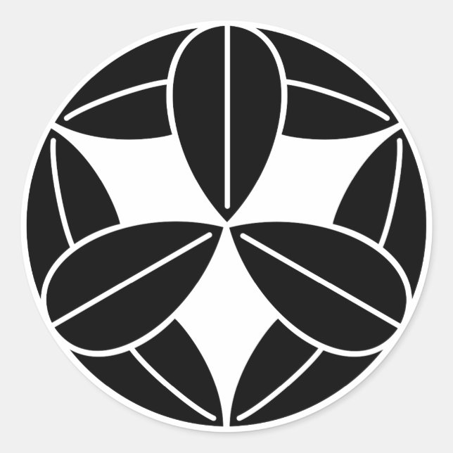 Pegatina Redonda Nueve hojas de bambú (Anverso)