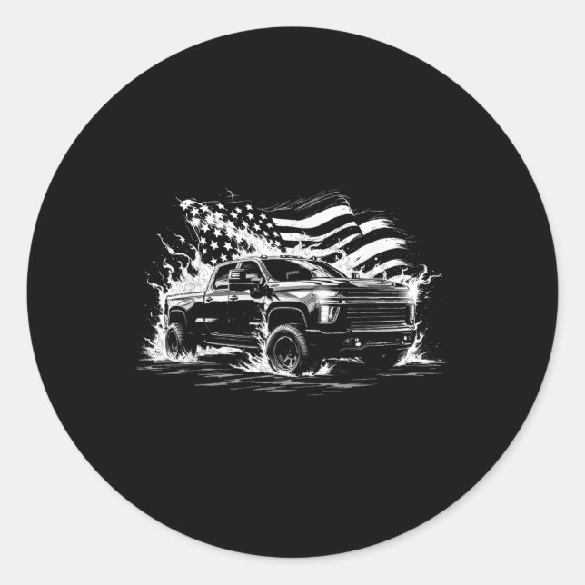 Pegatina Redonda Nuevo Camión Silverado Estilo Cuerpo 2500 Cab Patr (Anverso)