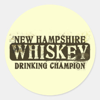 Pegatina Redonda Nuevo Campeón de Bebidas Whiskey de Hampshire