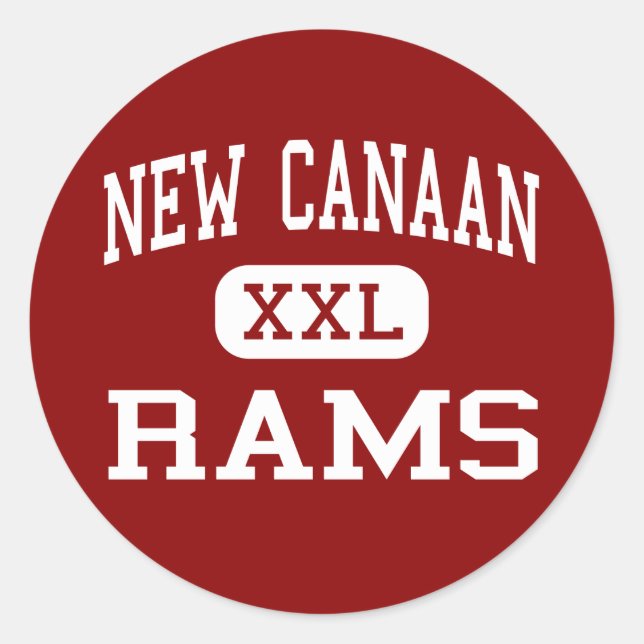 Pegatina Redonda Nuevo Canaán - Rams - High - New Canaan Connecticu (Anverso)