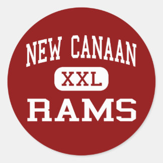 Pegatina Redonda Nuevo Canaán - Rams - High - New Canaan Connecticu