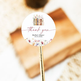 Pegatina Redonda Nuevo capítulo inicia ducha de novia con flores si