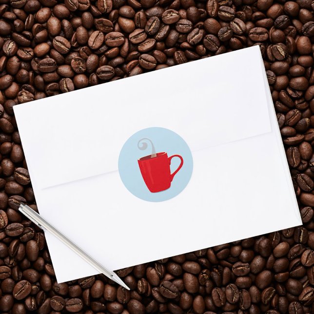 Pegatina Redonda Nuevo día de café Mug (Subido por el creador)