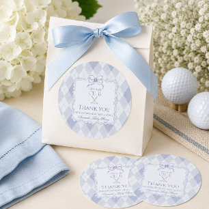 Pegatina Redonda Nuevo en el Club Boy Blue Golf Baby Shower