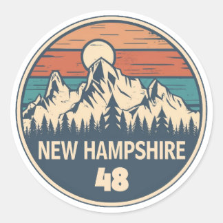 Pegatina Redonda Nuevo Hampshire 48 Sunset