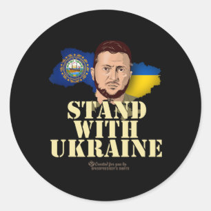 Pegatina Redonda Nuevo Hampshire Apoya a Ucrania Zelenskyy Nuevo Ha