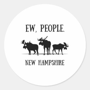 Pegatina Redonda Nuevo Hampshire Moose Para Introvertidos Ew People