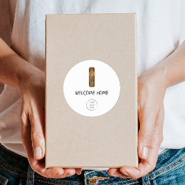 Pegatina Redonda Nuevo Hogar de Realtor Felicitaciones Calentamient