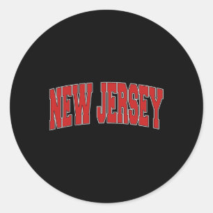 Pegatina Redonda Nuevo Jersey Estado Unidos Estado Nj Estilo Varsit