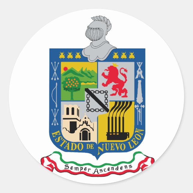 Pegatina Redonda Nuevo León, México (Anverso)