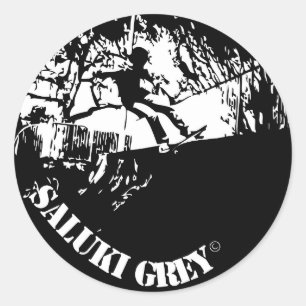 Pegatina Redonda nuevo logo de saludo gris