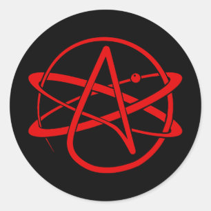 Pegatina Redonda Nuevo logotipo ateo rojo