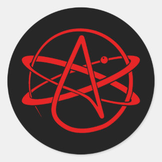 Pegatina Redonda Nuevo logotipo ateo rojo