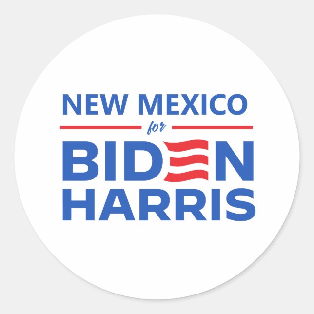 Pegatina Redonda Nuevo México para Biden Harris (Anverso)