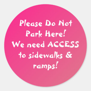 Pegatina Redonda ¡Nuevo! ¡No parquee aquí a los PEGATINAS!