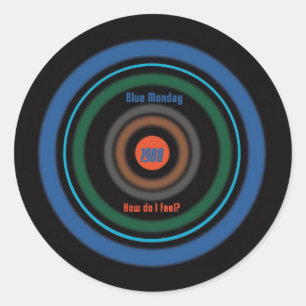 Pegatina Redonda Nuevo orden Blue Lunes British 80