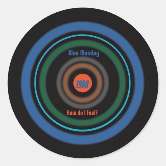 Pegatina Redonda Nuevo Orden Lunes Azul Lunes Británico 80 (Anverso)