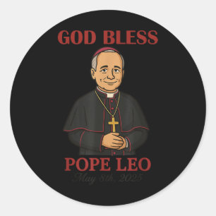 Pegatina Redonda Nuevo Papa 2025 Dios Bendiga al Papa León Xiv 8 de