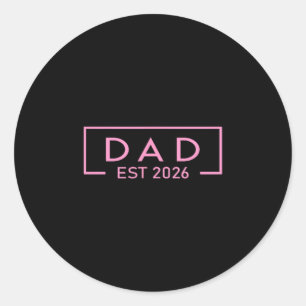 Pegatina Redonda Nuevo Papá Est. 2026 Logo Padre 2026 Cargando Nuev